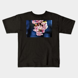 Cherry blossoms with blue bokeh Kids T-Shirt